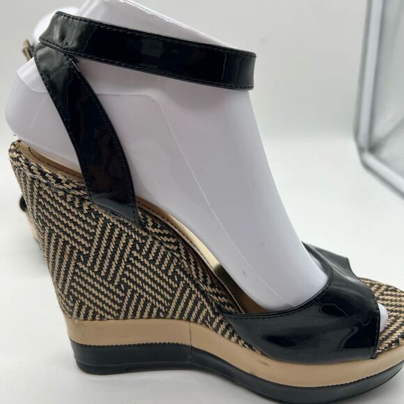 Bamboo Raffia Look Wedge Platform Sandals - Picture 6 of 11